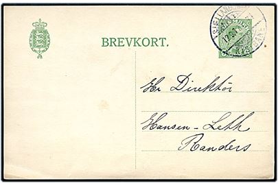 5 øre Chr. X helsagsbrevkort fra Hellerup annulleret med bureaustempel Sjællandske Kystbane T.474 d. 12.9.1917 til Randers.