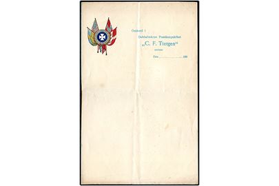 Fortrykt brevpapir fra Postdampskibet C. F. Tietgen dateret d. 15.7.1910 med sang Hast um Mitttnacht gesehn die goldne Sonne. Anvendt i forbindelse med særligt krydstogt til Nordkap i perioden 7.-23.7.1910.