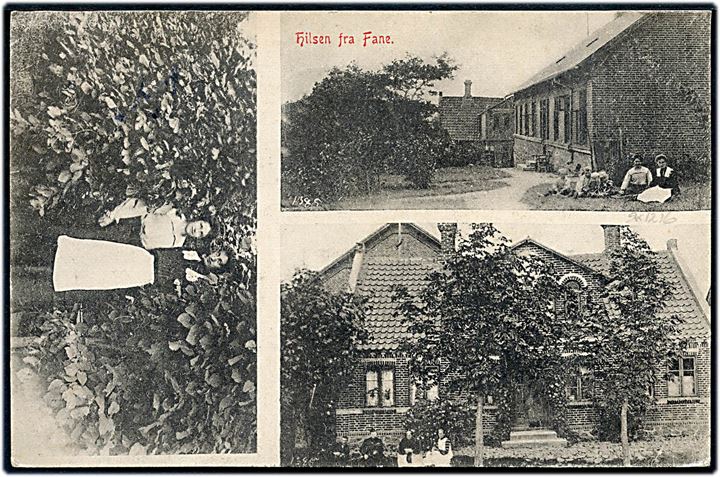 5 øre Chr. IX på brevkort (Partier fra Fane) annulleret med stjernestempel SPORUP og sidestemplet bureau Aarhus - Hammel T.7 d. 11.2.1907 til Veddum på Hadsundbanen.
