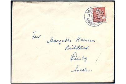 30 øre Fr. IX på brev annulleret med pr.-stempel Hvide Sande pr. Ringkøbing d. 18.8.1952 til Marslev (?).