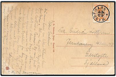 7 øre Chr. X på brevkort annulleret med stjernestempel MANDEMARK til Gentofte.