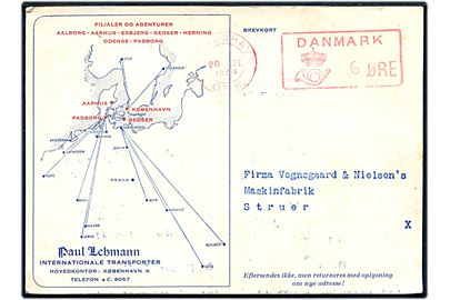 6 øre posthusfranko stempel på illustreret tryksagskort fra forma Paul Lehmann i København d. 20.9.1949 til Struer.