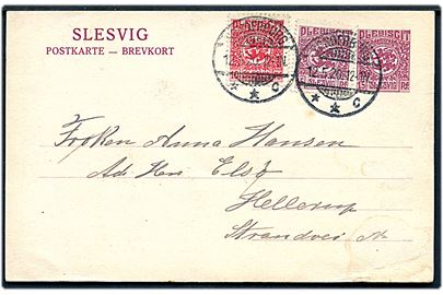 15 pfg. Fælles udg. helsagsbrevkort opfrankeret med 10 pfg. og 15 pfg. Fælles udg. stemplet Sonderburg **C d. 12.5.1920 til Hellerup, Danmark.