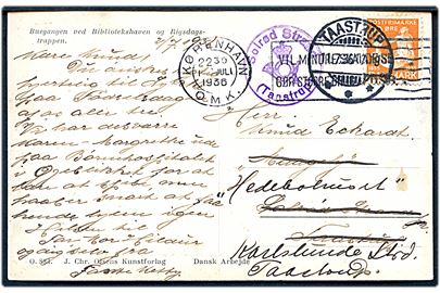 10 øre H. C. Andersen på brevkort fra København d. 1.7.1936 til Solrød Strand pr. Taastrup - eftersendt til Karlslunde Strand med posthornstempel Solrød Strand (Taastrup) og brotype Ic Taastrup d. 11.7.1936.