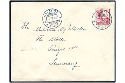 10 c. på brev fra Salatiga d. 7.7.1914 til dansk militær apoteker Thorkil Møller i Semarang. Fuldt indhold.