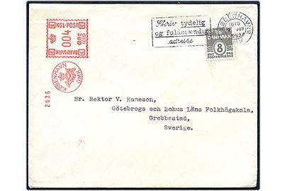 8 øre Bølgelinie single på underfrankeret tryksag fra København d. 9.6.1953 til Grebbestad, Sverige. Postalt opfrankeret med 4 øre frankostempel fra København OMK.