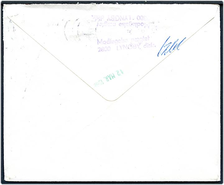 Ufrankeret brev fra Lyngby d. 10.3.1968. Udtakseret i porto med 120 øre grønt portomaskinstempel fra Lyngby postkontor d. 11.3.1968. Modtagelse nægtet og portostempel annulleret 