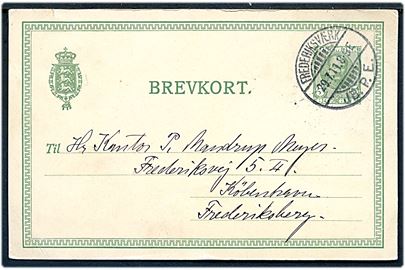 5 øre Fr. VIII helsagsbrevkort annulleret med brotype Ia Frederiksværk JB.P.E. d. 29.7.1911 til København.