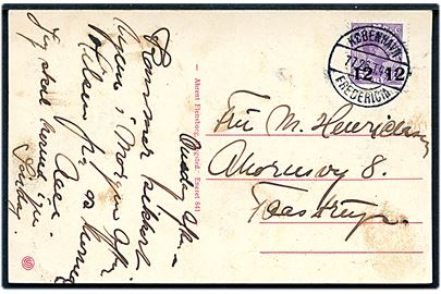 12/15 øre Provisorium på brevkort fra Ringsted annulleret medbureaustempel København - Fredericia T.44? d. 7.7.1926 til Taastrup.
