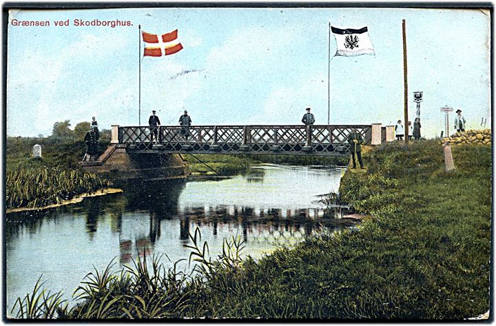 5 øre Fr. VIII på brevkort (Grænsen ved Skodborghus) annulleret med stjernestempel HEJLS og sidestemplet Kolding d. 29.9.1910 til Tranebjerg på Samsø.