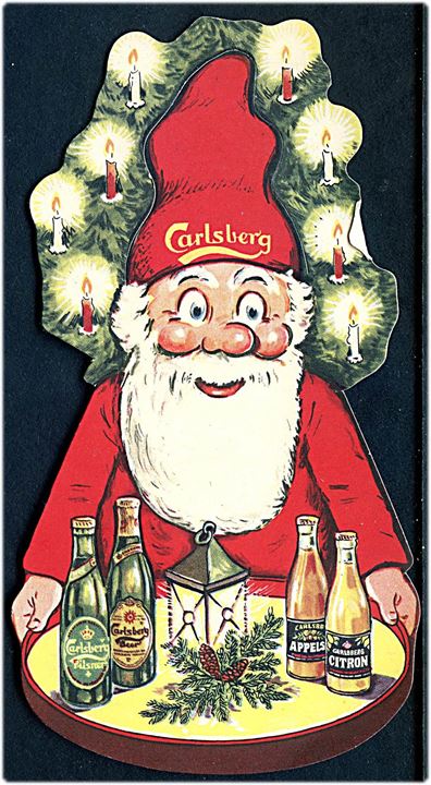 Carlsberg nisse med øl og sodavand. Pynte-nisse til flaske. 
