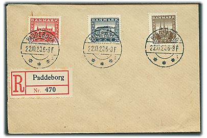 Komplet sæt Genforening på uadresseret anbefalet brev annulleret med brotype IIb Paddeborg sn1 d. 22.10.1920.