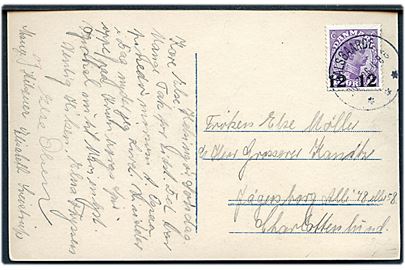 12/15 øre Provisorium på brevkort annulleret med brotype IIIb Aalsgaarde d. 26.7.1926 til Charlottenlund.