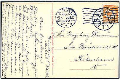 10 øre H. C. Andersen på brevkort annulleret med udslebet stjernestempel MULLERUP og sidestemplet Slagelse d. 3.6.1936 til København.