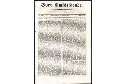 Sorø Amtstidende d. 18.3.1854. 4 sider.