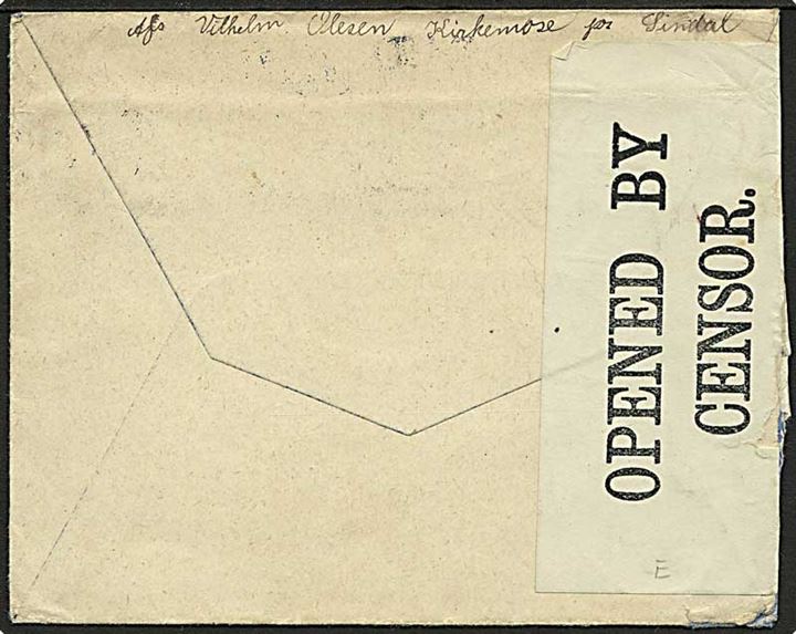 10 øre Chr. X i parstykke på brev annulleret med stjernestempel VESTER VEDSTED og sidestemplet Ribe d. 4.1.1919 til Irene, USA. Åbnet af britisk censur.
