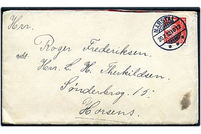 15 øre Karavel på brev annulleret med brotype Ic Marstal d. 20.7.1932 til Horsens.