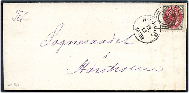 8 øre Tofarvet på brev fra Bloustrød Sogneraad annulleret med stjernestempel LILLERØD og sidestemplet med kombineret nr.stempel 229/N:SJ:J.P: d. 12.12.1879 til Hørsholm.