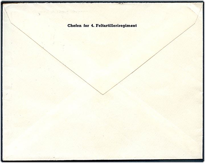20 øre Chr. X på fortrykt kuvert fra Chefen for 4. Feltartilleriregiment annulleret Den danske Brigade /1/ * i Tyskland* d. 19.8.1947 til 13. Bataillons Soldaterforening i København. Sendt fra brigadepostkontoret i Jever.