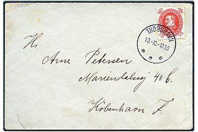 15 øre Chr. 60 år på brev annulleret med søndags-stempel brotype IIIg Thorshavn d. 13.10.1930 (= mandag) til København.
