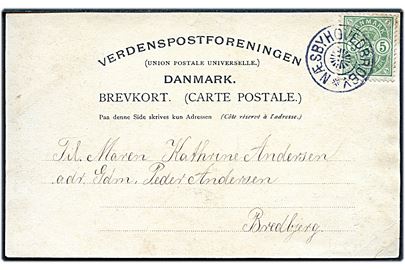 5 øre Våben på brevkort annulleret med stjernestempel NÆSBYHOVEDBROBY til Bredbjerg.