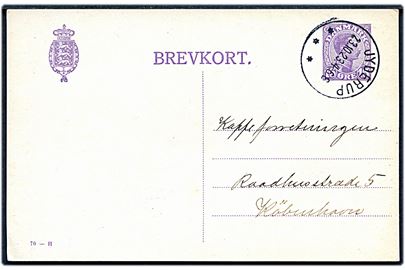 15 øre Chr. X helsagsbrevkort (fabr. 70-H) annulleret med brotype IIIb Jyderup d. 23.10.1923 til København.