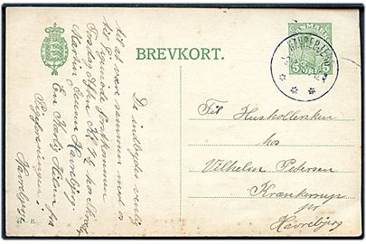 5 øre Chr. X helsagsbrevkort (fabr. 44-H) annulleret med brotype IIIb Havrebjerg d. 3.12.1918 til Krænkerrup pr. Havrebjerg.