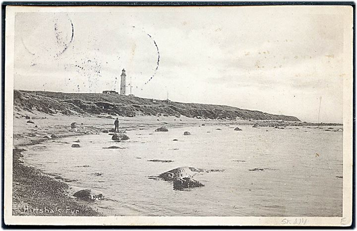 5 øre Chr. X på brevkort (Hirtshals fyr) annulleret med stjernestempel BØRGLUM og sidestemplet Vraa d. 15.12.1913 til Odense.