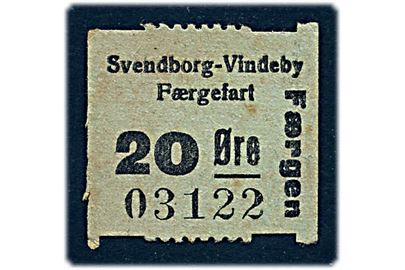 Svendborg-Vindeby Færgefart 20 øre billet. 