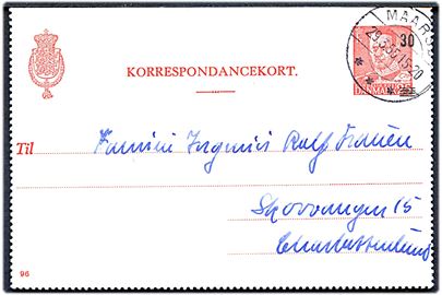 30/25 øre provisorisk helsagskorrespondancekort fra Maarsø d. 29.3.1955 til Charlottenlund.