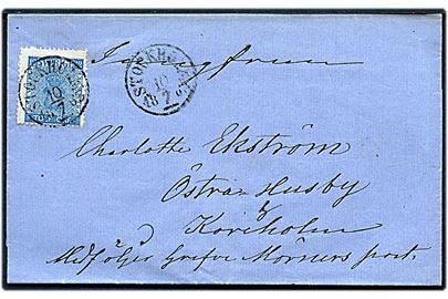 12 öre Våben på brev fra Stockholm d. 10.7.1863 til Östra Husby.