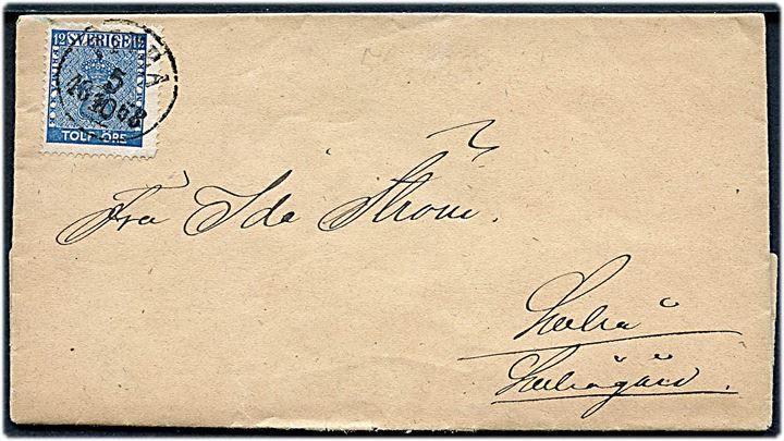 12 öre Våben på brev fra Piteå d. 5.10.1868 til Luleå.