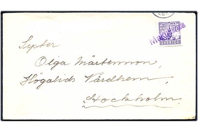 10 öre Skansen 50 år på brev med yderligt placeret dagstempel og annulleret med liniestempel Makuleras til Stockholm.
