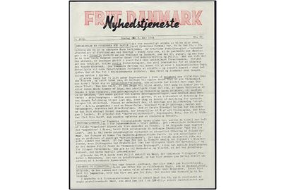 Frit Danmark - Nyhedstjeneste. 1. Aargang nr. 30 d. 3.5.1944. Illegalt blad på 2 sider.