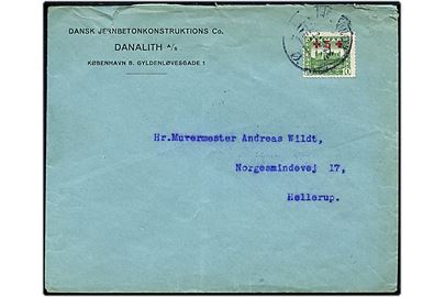 10+5 øre Røde Kors provisorium single på lokalbrev fra Kjøbenhavn d. 12.7.1921 til Hellerup.