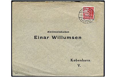 15 øre Karavel på brev annulleret med bureaustempel Fredericia - Aalborg T.970 d. 19.4.1934 til København.