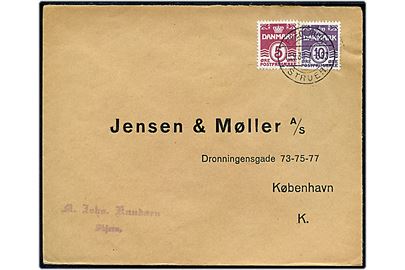5 øre og 10 øre Bølgelinie på brev fra Skjern annulleret med bureaustempel Fredericia - Struer T.383 d. 18.9.1939 til København.