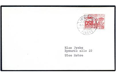 70 øre DSB Jubilæum på brev annulleret med bureaustempel Fredericia - Ålborg T.85B d. 9.9.1972 til Hobro.
