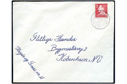 35 øre Fr. IX på brev annulleret med pr.-stempel Leirvik pr. Tórshavn d. 25.3.1965 til København.