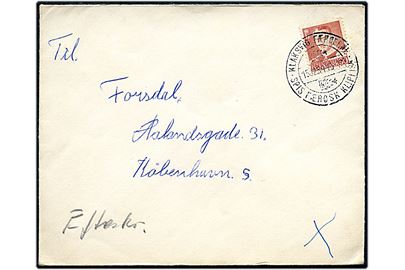 30 øre Fr. IX på brev annulleret med klipfiskstempel Klaksvig Færøerne d. 15.12.1954 til København.