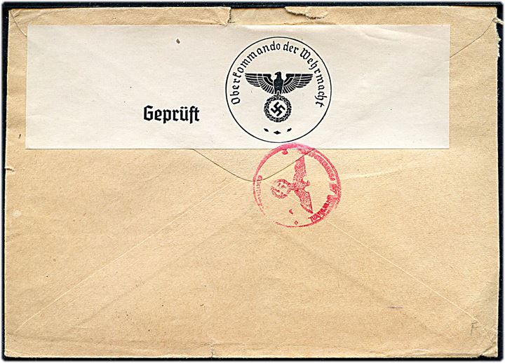50 kop. single på brev fra Leningrad d. 1.6.1941 til København, Danmark. Åbnet af tysk censur i Berlin og omadresseret i København d. 3.6.1941.