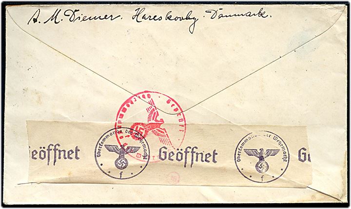 Komplet sæt Vitus Bering på illustreret FDC fra Hellerup d. 27.11.1941 til Kriegsverwaltungsrat Dr. H. Schultz, Neumarkt, Tyskland. Åbnet af tysk censur i Hamburg. 