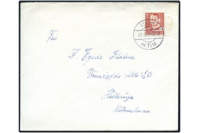 30 øre Fr. IX på brev annulleret med pr.-stempel Stadil pr. Tim d. 22.11.1954 til Hellerup.