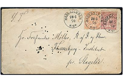 Norddeutscher Postbezirk ½ gr. og 1 gr. på brev stemplet Hadersleben d. 28.6.1870 til Flakkebjerg Institut pr. Slagelse, Danmark.