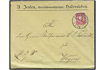 10 pfg. Adler på brev annulleret Hadersleben 2. (Schleswig) d. 1.1.1889 til Vojens.
