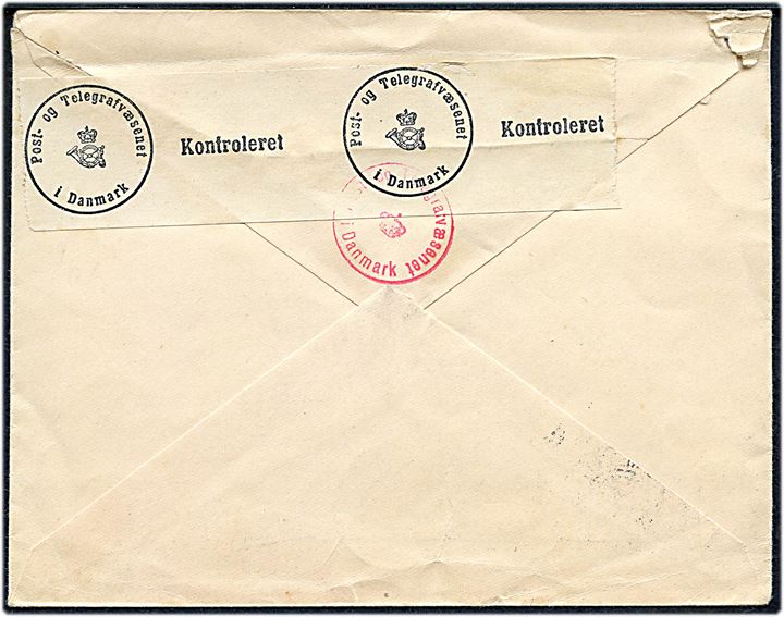 3,50 mk. Luftpost single på FDC fra Helsinki d. 30.3.1944 til Kaptajn Knud Lybye, Direktør for det Danske Luftfartsselskab A/S (DDL) i København, Danmark. Både finsk og dansk censur.