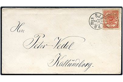 4 sk. Krone/Scepter på brev annulleret med kombineret nr.stempel 181/Sjæll.P.B. d. 11.2.1870 til Kalundborg.