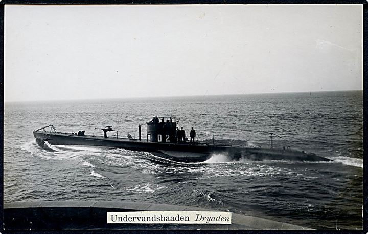 Dansk Marine. Undervandsbaaden “Dryaden” (D2). Fotokort u/no. Kvalitet 7