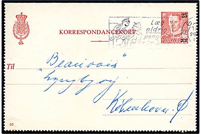 25/20 øre provisorisk helsagskorrespondancekort (fabr. 93) fra Rønne d. 29.?.1950 til København.