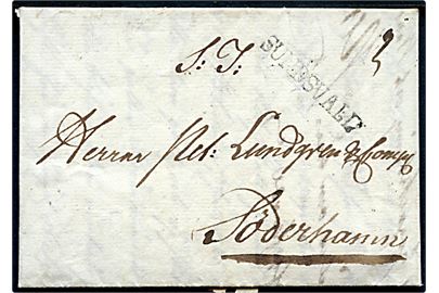 1823. Francobrev med fuldt indhold dateret d. 3.10.1823 og liniestempel SUNDSVALL til Söderhamn.